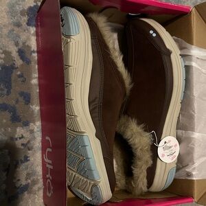 Ryka Chocolate Brown Fur-Lined Slip-Ons